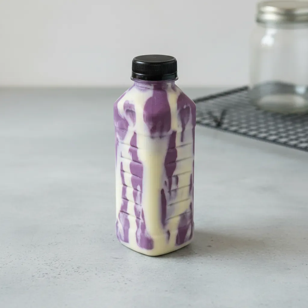 Açaí com creme na garrafa